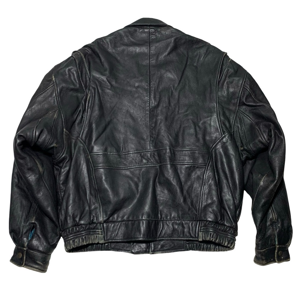 Vintage Leather Bomber Cafe Racer Jacket Men's Size XL-2XL 46 Black Biker - Picture 2 of 8